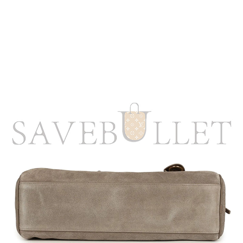 CHANEL MASTER LARGE PERFECT BOWLING BAG DARK BEIGE SUEDE GOLD HARDWARE AS62110 (35.5*19*12.5cm)